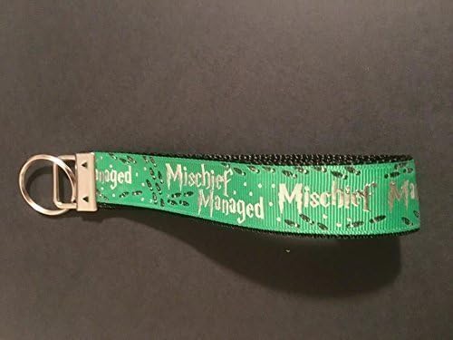 Harry Potter key fob/Slytherin key chain/Mischief Managed keychain/Fabric Wristlet/harry potter/Key fob/Mischief managed/accessories/HP KEY CHAIN