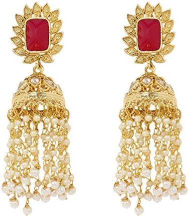Green Stone Jhumka Earrings