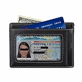 RFID Blocking Slim Wallet, Minimalist Front Pocket Wallet Made of Full Grain Leather