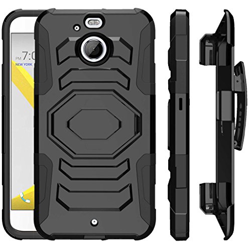 MINITURTLE Case Compatible w/ Case for HTC Bolt Black Clip Case, HTC 10 evo Holster Case [Armor Reloaded] Dual Layer Clip Case w/ Built in Stand Black