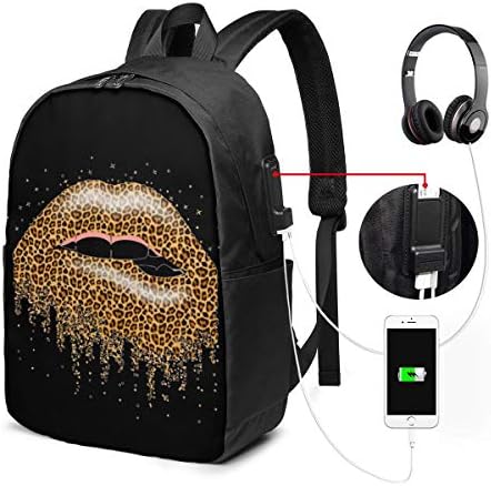 セクシーゴールドレオパードリップ リュックサック メンズ リュック バック Usb 充電ポート ヘッドフォンポート 男女兼用 ビジネスリュック 丈夫 お出かけ 新型オシャレ プレゼント 旅行 新色 出張 カジュアル 大容量 通勤 通学