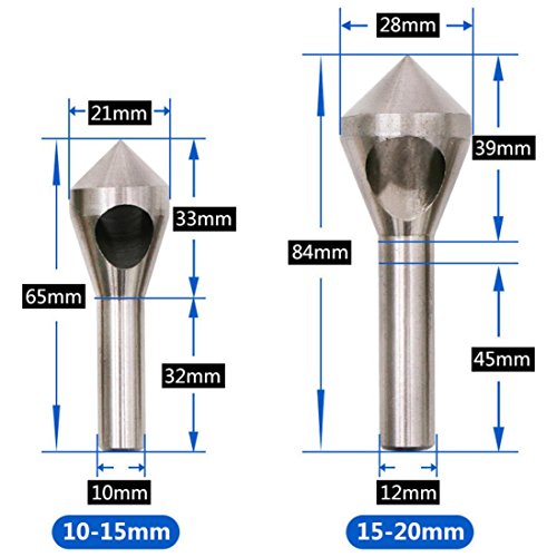 Tsmile 4 Pcs/Set Deburring Countersink Drill Bit Taper Hole Steel Aluminum Countersunk (Silver) - Thumbnail 7