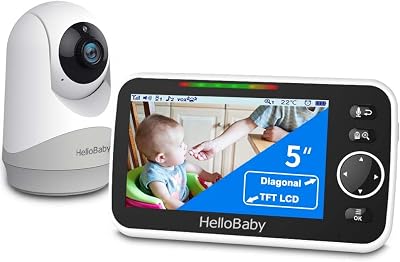 HelloBaby Monitor with Camera and Audio 5 inch Screen 3500mAh Battery