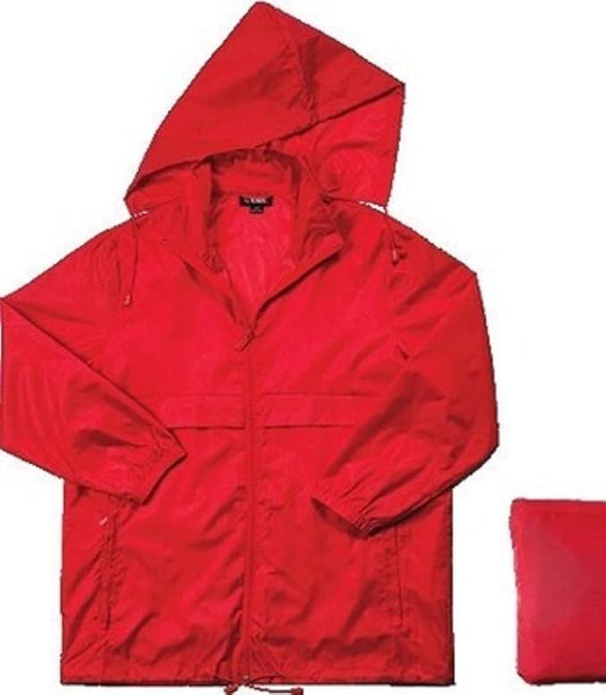 totes Light Weight Water Resistant Packable Rain Coat, Red