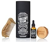 Beard Grooming Kit For Men, Premium Beard Care Kit - Vincent Verne Collection - 3 Piece Set - Comb, Brush and Oil by Liberty Grooming