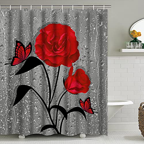 VPUPCN Cortina De Ducha De Flores De Cerezo, Color Rosa Japonés, Flores De Ciruelo, Primavera, Estilo Asiático, Cortinas De Poliéster Para Decoración De Baño Con Ganchos, 70 Pulgadas De Ancho X