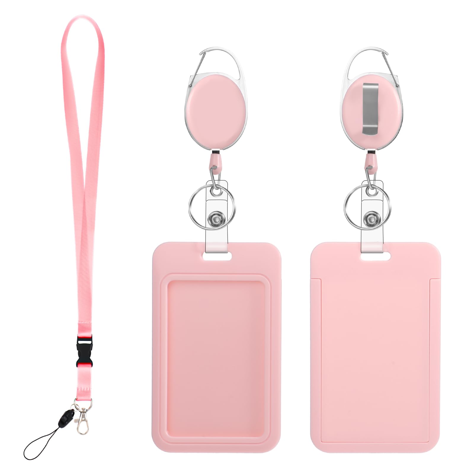Ymapinc Pink ID Badge Holders Retractable with Lanyards, Badge Holder Retractable Clip for Nurse Teacher, ID Card Holder Retractable with Pink Badge Reel