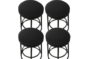 HFCNMY Stool Covers Round,4 Pack Stretch Round Bar Stool Covers Washable Bar Stool Seat Covers Stool Cushion Slipcover Elastic Bar Chair Covers for 13-18 Inch Chair (Black)