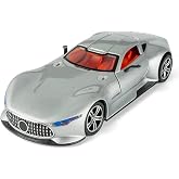 iLooboo Toy Car Model 1/24 Silver Vision GT Alloy Collectible Vehicle Pull Back Die-Cast with Lights and Sound