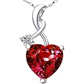 Uloveido Silver Color Crystal Heart Pendant Infinity Necklace Cubic Zirconia Valentines Jewelry for Women Y1070