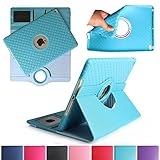 BoriYuan iPad 4&3&2 360 Degree Rotating Stand PU Leather Case Protective Flip Folio Detachable Soft Rubber Cover For Apple iPad 4/ iPad 3/ iPad 2 with Card Slot+Screen Protector+Stylus (Light Blue)