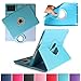 BoriYuan iPad 4&3&2 360 Degree Rotating Stand PU Leather Case Protective Flip Folio Detachable Soft Rubber Cover For Apple iPad 4/ iPad 3/ iPad 2 with Card Slot+Screen Protector+Stylus (Light Blue)