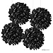 Andaz Press Large Tissue Paper Pom Poms Hanging Decorations, Black, 14-inch, 4-Pack, Graduation, Halloween Decor Colored Birthday Party Supplies
