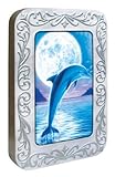 Tree-Free Greetings Noteables Notecards In Reusable Embossed Tin, 12 Card Assortment, Recycled, 4 x 6 Inches, Dolphin Moon, Multi Color (76086)