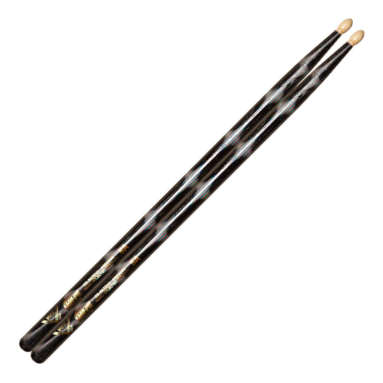 Vater Colour Wrap 5A Wood Tip Drum Sticks - Black Optic