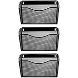 Veesun 3 Pack Wall Mount Single Pocket File Holder Organizer, Black