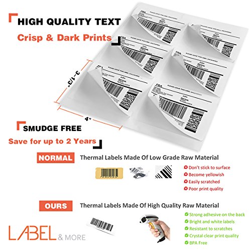 6-up Labels 3-1/3" x 4" Self Adhesive FBA Labels For Internet Postage and Shipping Address Compatible With Laser and Inkjet Printers[100 Sheets 600 Labels] - Thumbnail 2