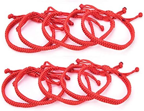 Lwestine 10 Pieces Feng Shui Red String Bracelet for Good and Protection