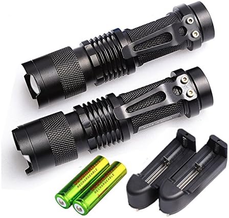2 set of 2000 Lumen Flashlight Torch Zoomable CREE XM-L T6 LED 18650 Tactical with Battery and Charger