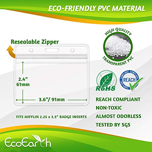 EcoEarth Horizontal PVC ID Badge Holder with Metal Clips and Vinyl