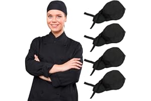 Besforta 4 Pack Tie Back Chef Hat for Women Men Adjustable Chef Cap Chefs Bandana Skull Cap Breathable Cooking Kitchen Hat