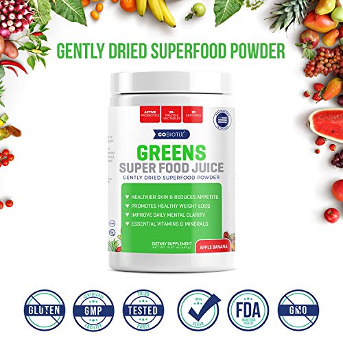 GoBiotix Greens Superfood Juice Organic Green Veggie Powder 20