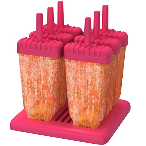 Set of 6 Ice Pop Molds Popsicle Maker Silicone by Ozera, Pink