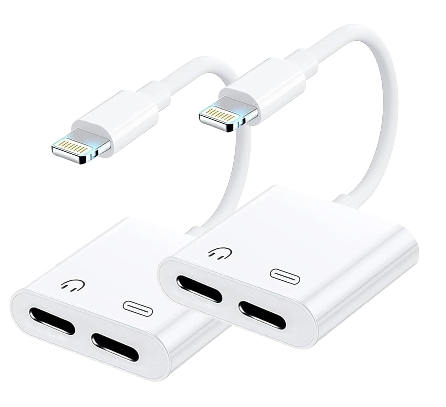 Photo 1 of [Apple MFi Certified] 2 Pack iPhone Headphone Adapter, Lightning to 2 Lightning Adapter,Headphone dongle for iPhone 14/13/12/11/XS/XR Support Audio+Charge+Call+Volume