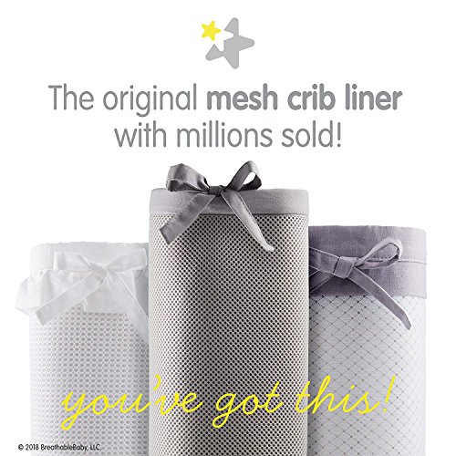 dzt1968 Breathable Crib Bumper Grey Mesh Crib Bumper for Full-Size Crib Breathable Mesh Baby Bedding Nursery Set Prevent Baby from Getting Stuck in Crib Slats (White)