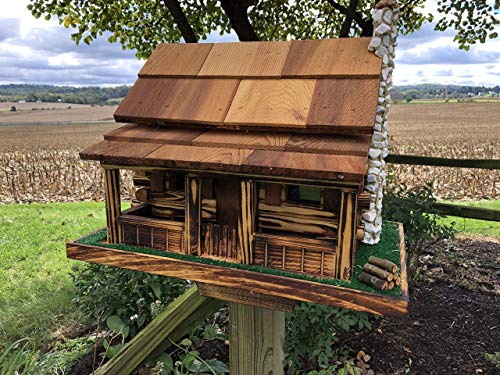 Amazon Com Old Log Cabin Feeder Wooden Rustic Amish Made Bird