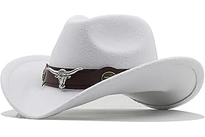 Classic Black Western Felt Roll Up Brim Cowboy and Cowgirl Hat for Women and Men - Decoration with Western Belt Bukle