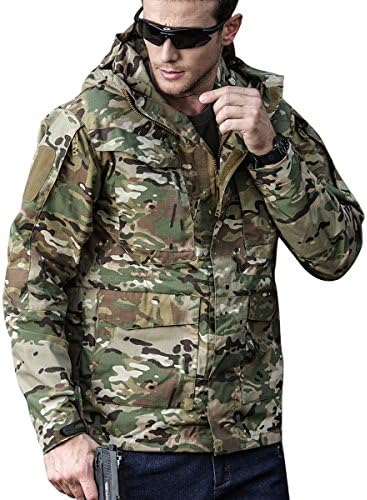 Vanca Mens Army Military Tactical Full-Zip Hooded Outdoor Jacket & Warm Fleece Lined