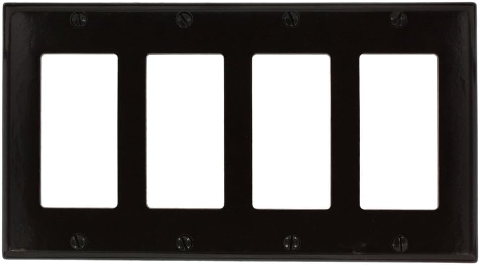 Leviton 80412 4-Gang Decora/GFCI Device Decora Wallplate, Standard Size, Thermoset, Device Mount, Brown