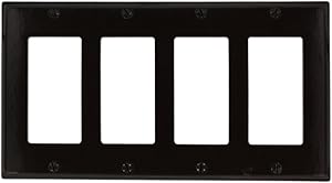Leviton 80412 4-Gang Decora/GFCI Device Decora Wallplate, Standard Size, Thermoset, Device Mount, Brown