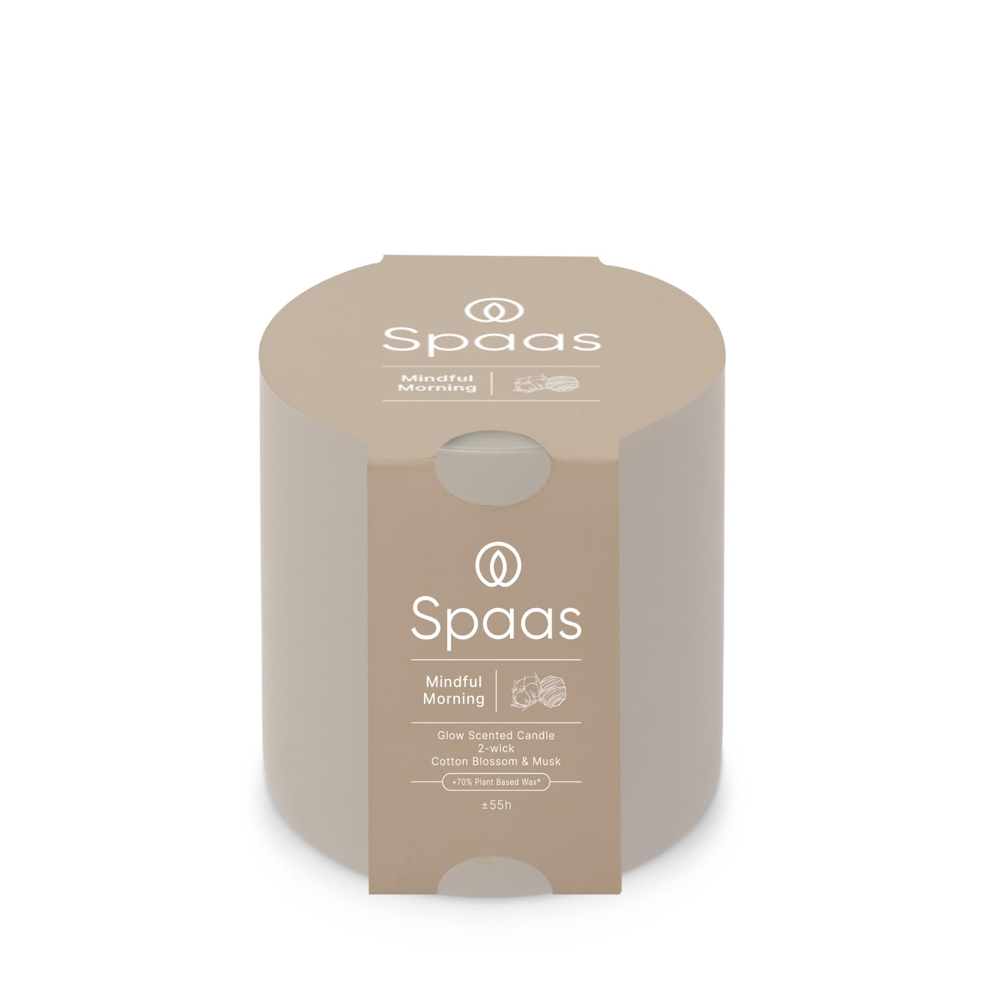 Spaas Glow Scented Candle 2-Wick 55h, Mindful Morning, Warm Grey — image 1