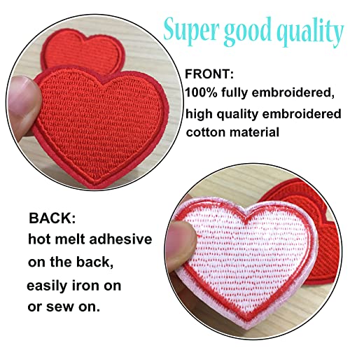 GYGYL 9 Pieces Red Heart Patches, Iron On Patch Embroidered Applique for Clothes, Dress, Hat, Socks, Jeans, DIY Accessories-2.1 x 1.8inches