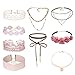 9 Pcs Lace Choker Set Women Girl Classic Gothic Tattoo Necklaces Stretch Velvet Lace Choker by ZYooh