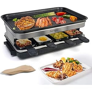 Raclette Grill mit Antihaftbeschichtet 8 Pfännchen, für 8 Personen, 4 Holzspatel, 1500W Weihnachtsgeschenke Geschenke…
