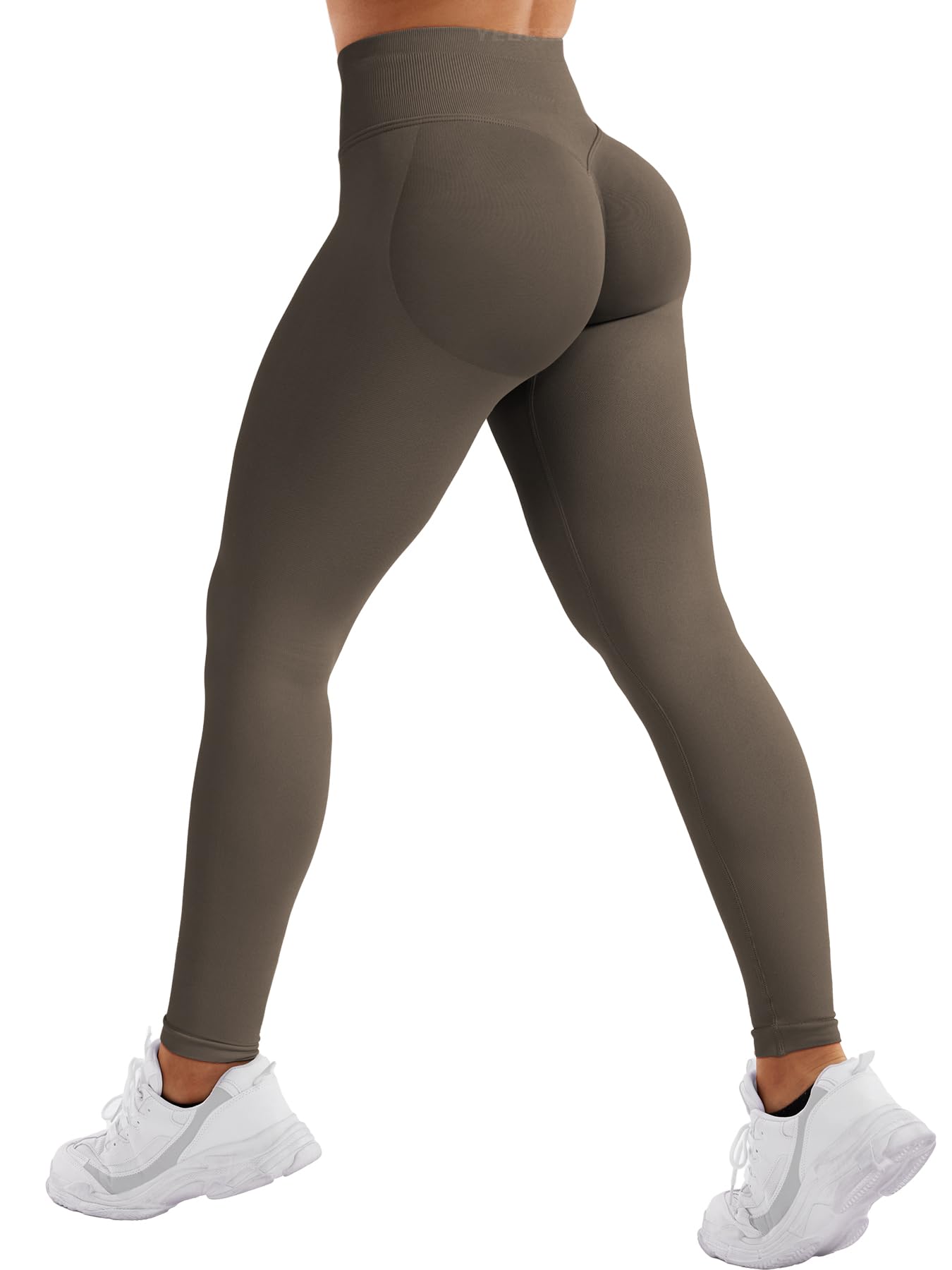 Photo 1 of YEOREO SoftHue Hidden Scrunch Butt Workout Leggings for Women Lifting Seamless Mid Low Waist 25" Gym Fitness Yoga Pants with Tummy Control Coffee-XS