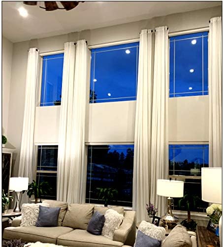 ikiriska Extra Long Sheer Linen Curtain (1 Panel) Custom Made 12 13 14 15 16 17 18 20 24 ft 2 Story Gray, Beige, White,Cream Drapes Free SWATCHES (White, 100" W x 156" L)