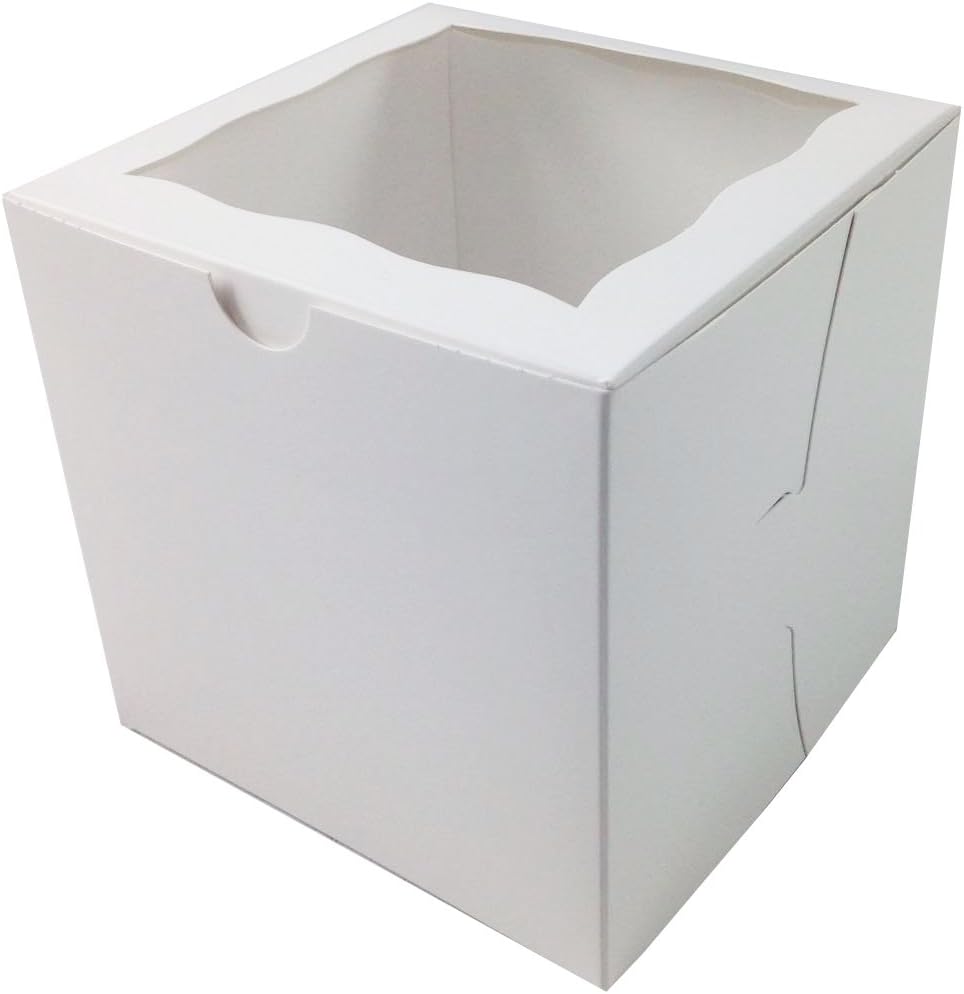 Black Cat Avenue 6" x 6" x 6" White Bakery Cake Boxes with Window Paperboard Gift Boxes 5 Count
