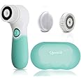 Spinning Face Cleansing Brush Queenwill Waterproof Facial Cleansing Rotating Brush Set for Exfoliating, Face Massage & Deep C