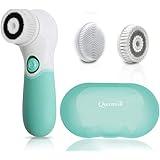 Spinning Face Cleansing Brush Queenwill Waterproof Facial Cleansing Rotating Brush Set for Exfoliating, Face Massage & Deep C