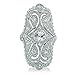 Bling Jewelry Deco Antique Style Filigree Pave CZ Wide Armor Full Finger Fashion Statement Ring for Women Cubic Zirconia Rhodium Plated Brass