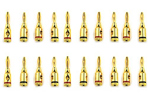 BGTXINGI 10 Pairs Open Screw Banana Plugs Connectors for Speaker Cable (Alloy and 24K Gold Plated)