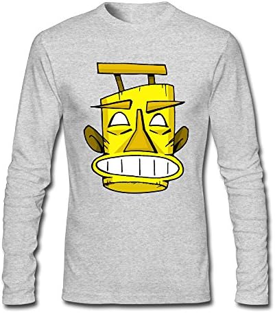 Custom Gray Adult O-Neck Boyfriend Wood Face Sports Long Sleeves T Shirt Size L