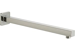 Voolan 20" Square Shower Arm with Flange and Teflon Tape, Extension Shower Head Arm for Bathroom Fixed Shower Head, Solid Stainless Steel, Wall Mounted (Brushed Nickel)