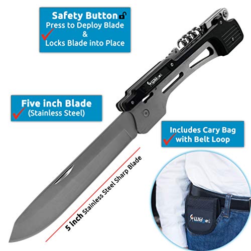 W4W BBQ Camping Utensils Travel Set - 6 in 1 Camping Cooking Gear - Portable Barbecue cookware Includes Knife, Tongs, Spatula, Grill Fork, Bottle Opener, Corkscrew - Thumbnail 3