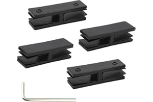 DIICCYO 4Pcs Black Glass to Glass Clamp 180° Railing Clamp Holder, Stainless Steel 304 Matte Bracket for 3/8"-1/2"(10-12mm) Thinkness Glass for Balustrade Pool Fence