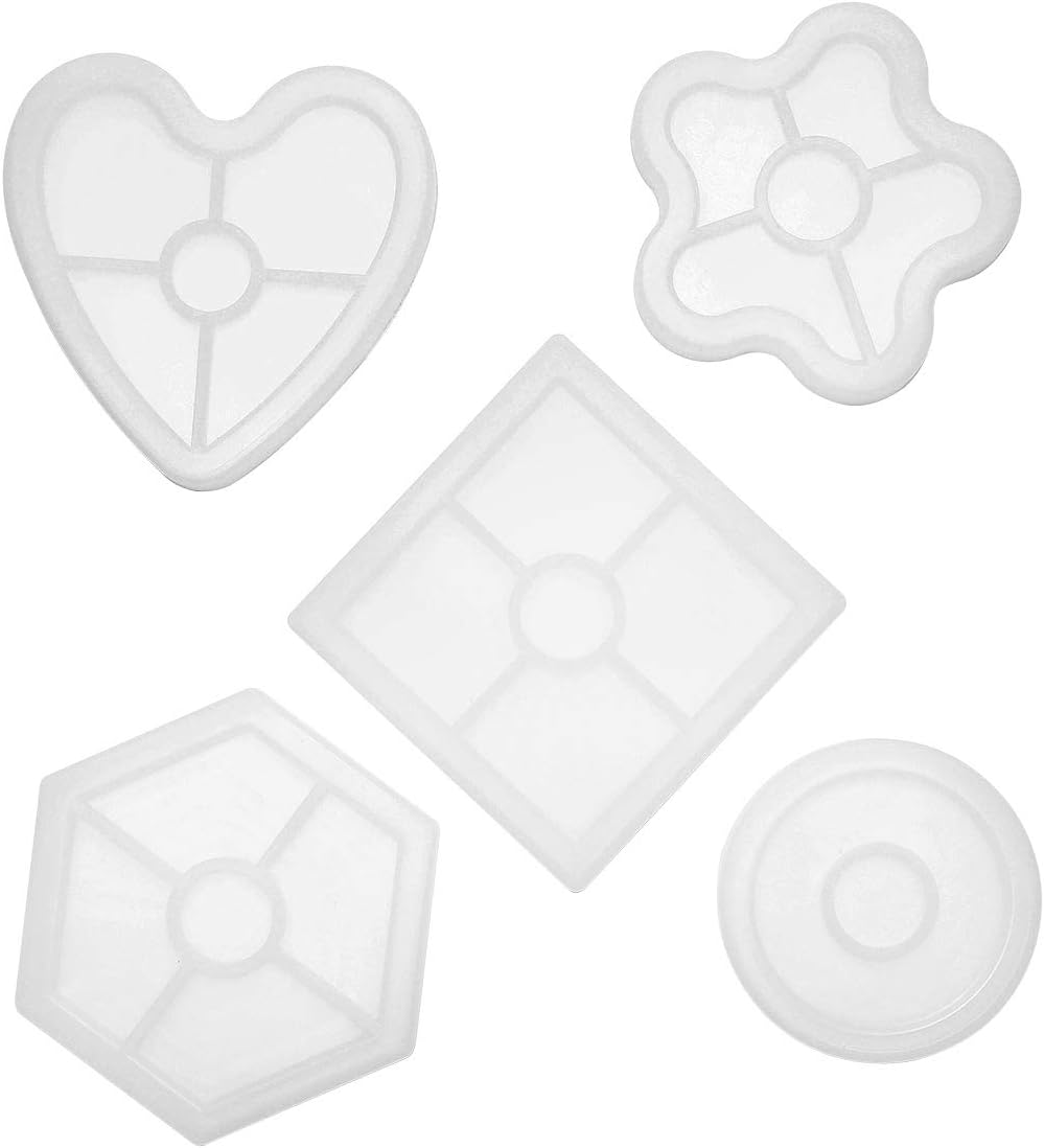 DesignerBox 5 Pack Resin Molds, Silicone Molds, Silicone Jewelry Casting Molds Flower Pot Base Coaster Molds Trays For Resin Jewelry Making DIY Craft Decorations (Style 1)